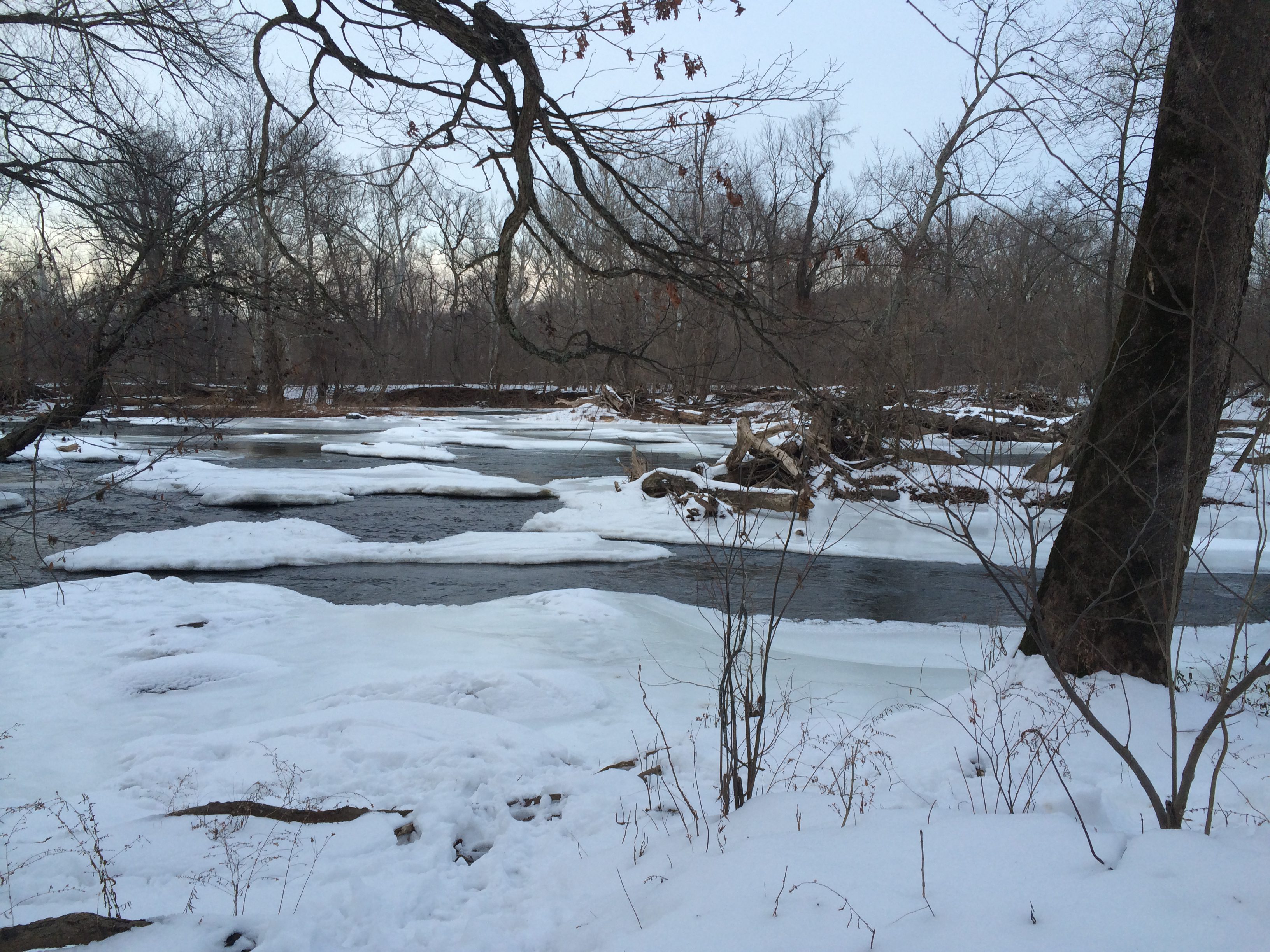 The frozen Potomac River.