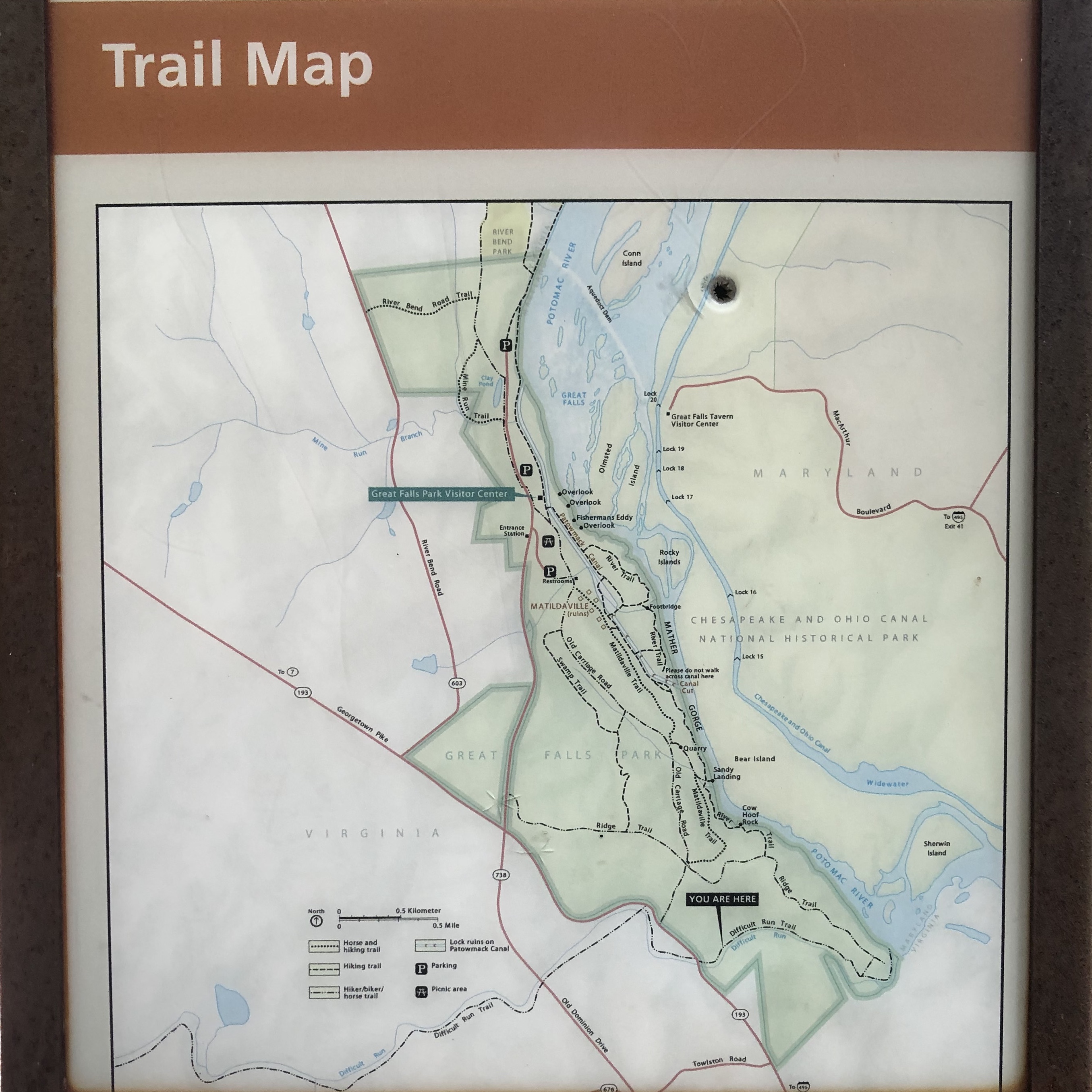Great Falls Park trail map.