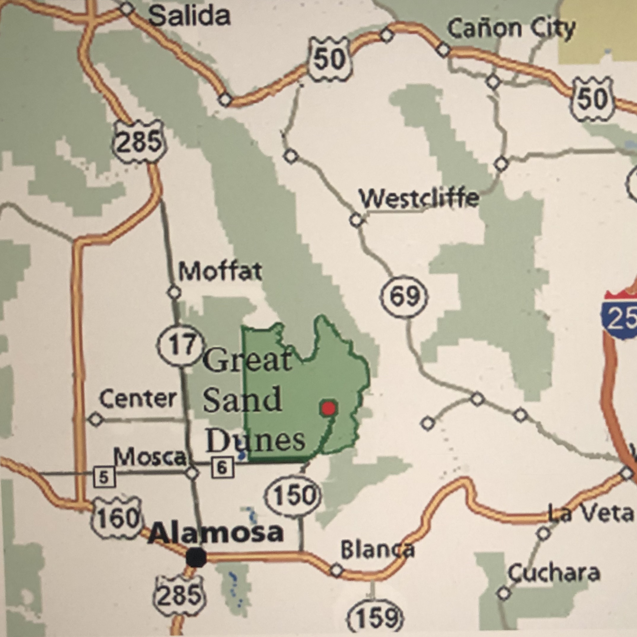 Southern Colorado Map snippet
