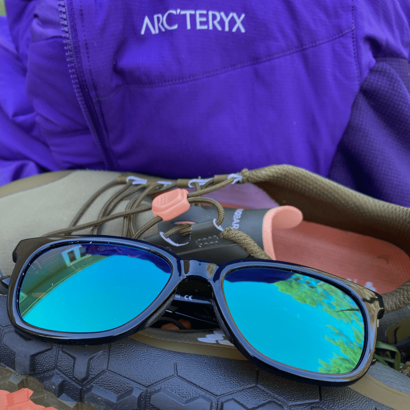 Jacket, shoes, and glasses: Favorite day hiking gear